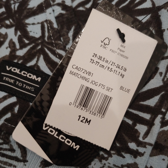 VOLCOM Baby NEW Blue Palm French Terry Hoodie & Shorts Set - Picture 12 of 12